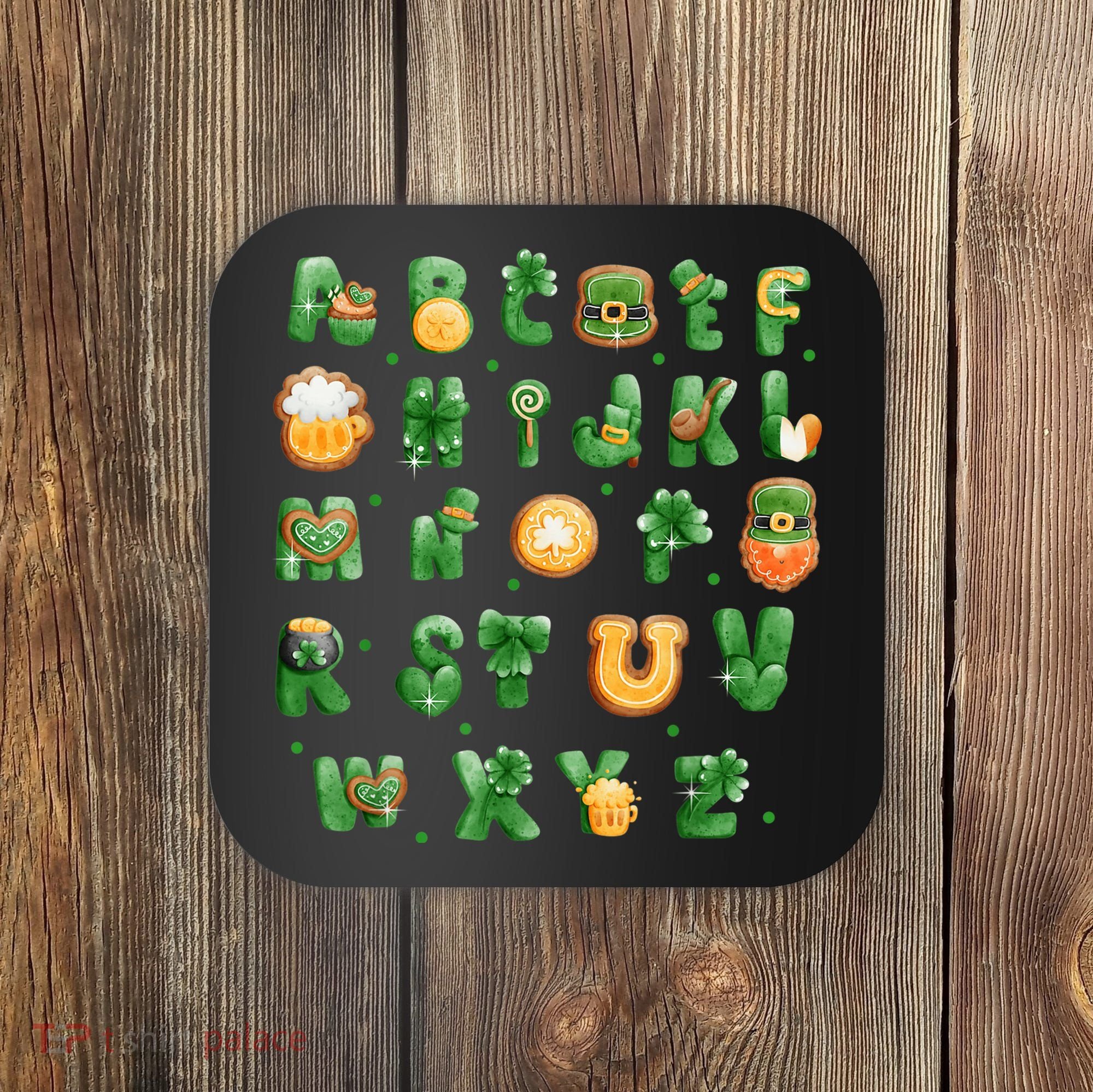 Saint Patricks Day Alphabet ABCs Elemeno For Teacher Student Coaster