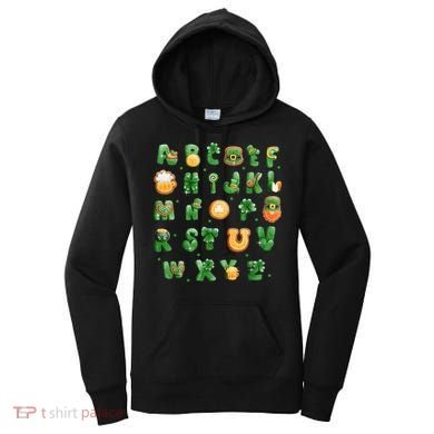 Saint Patricks Day Alphabet ABCs Elemeno For Teacher Student Women's Hoodie