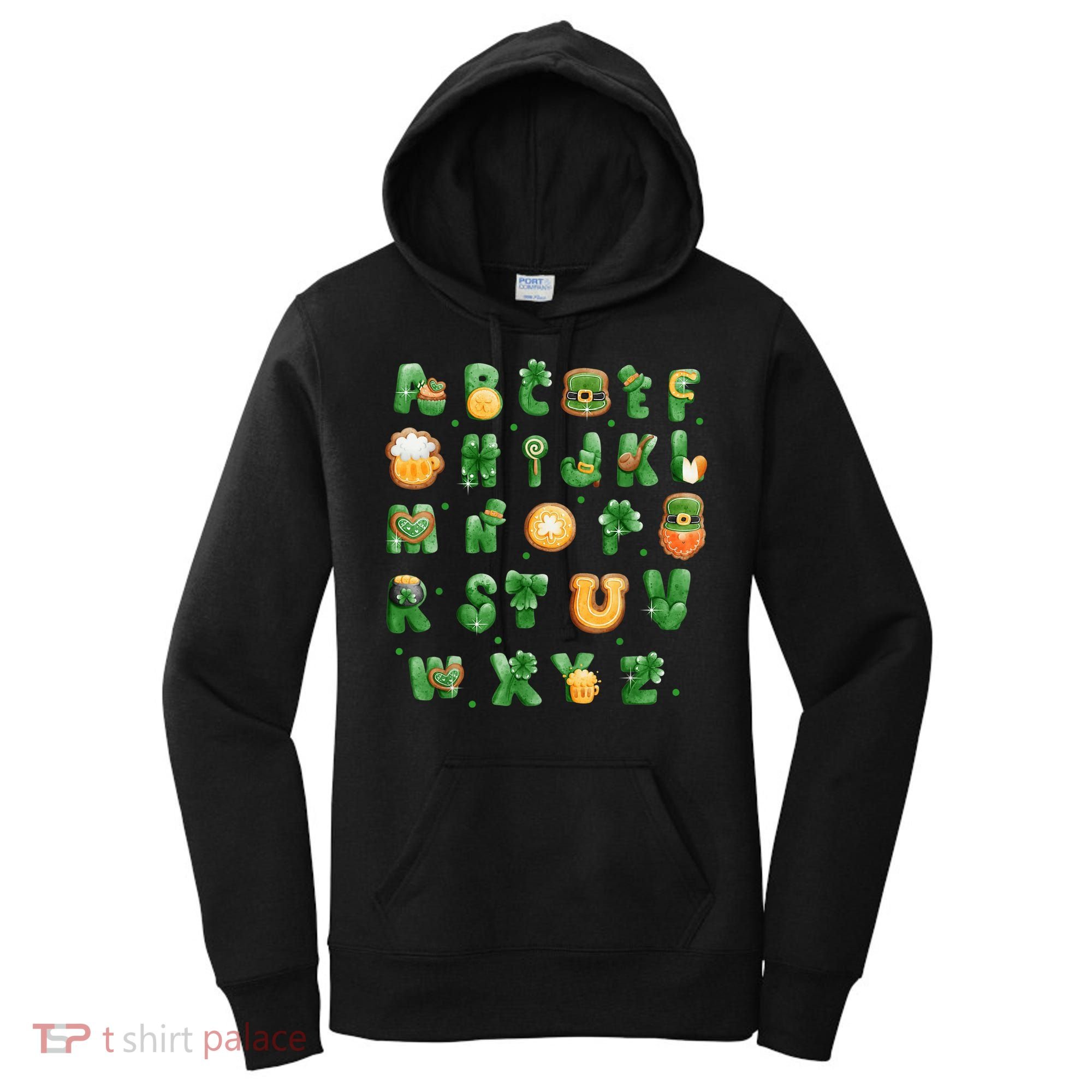 Saint Patricks Day Alphabet ABCs Elemeno For Teacher Student Women's Hoodie