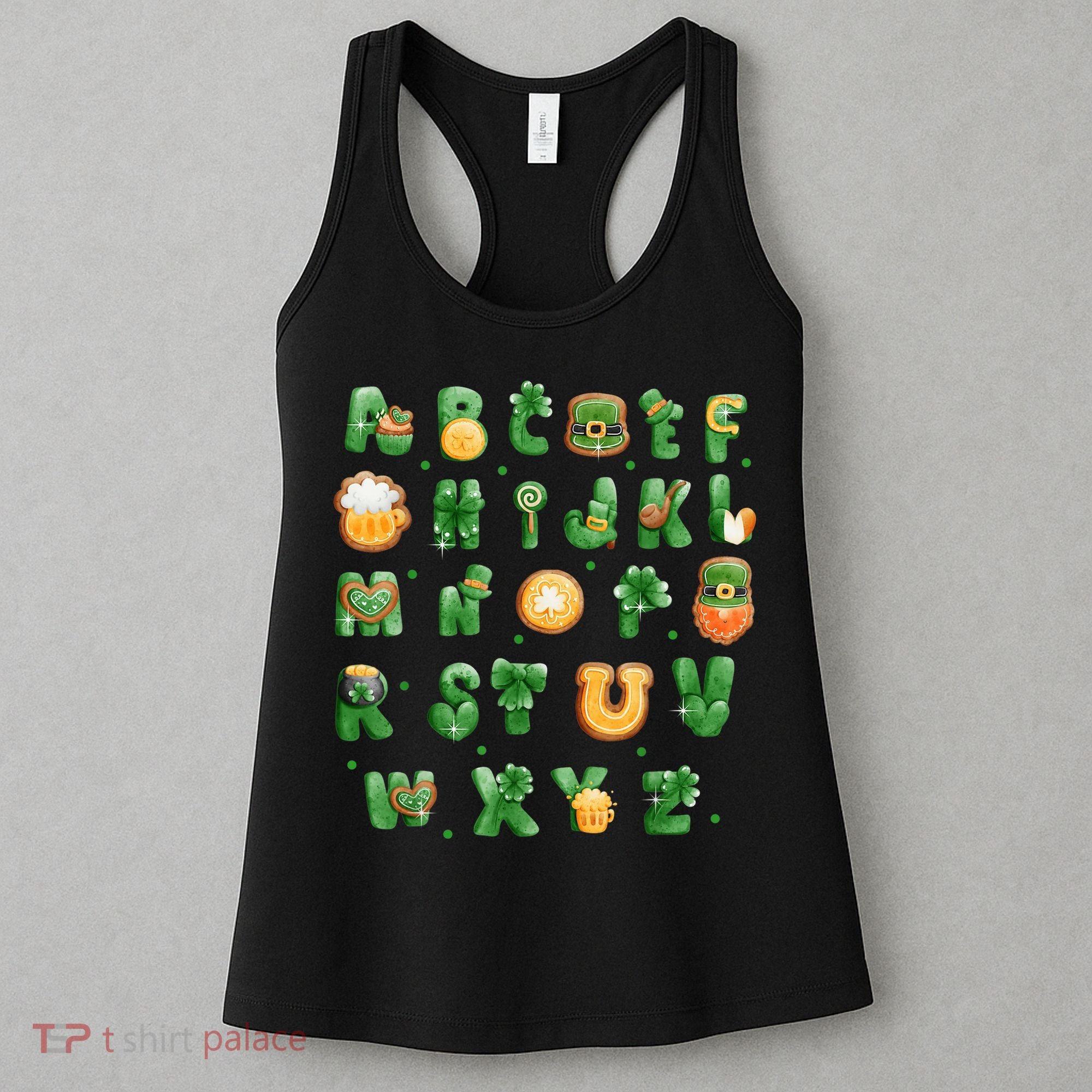 Saint Patricks Day Alphabet ABCs Elemeno For Teacher Student Women's Tank Top