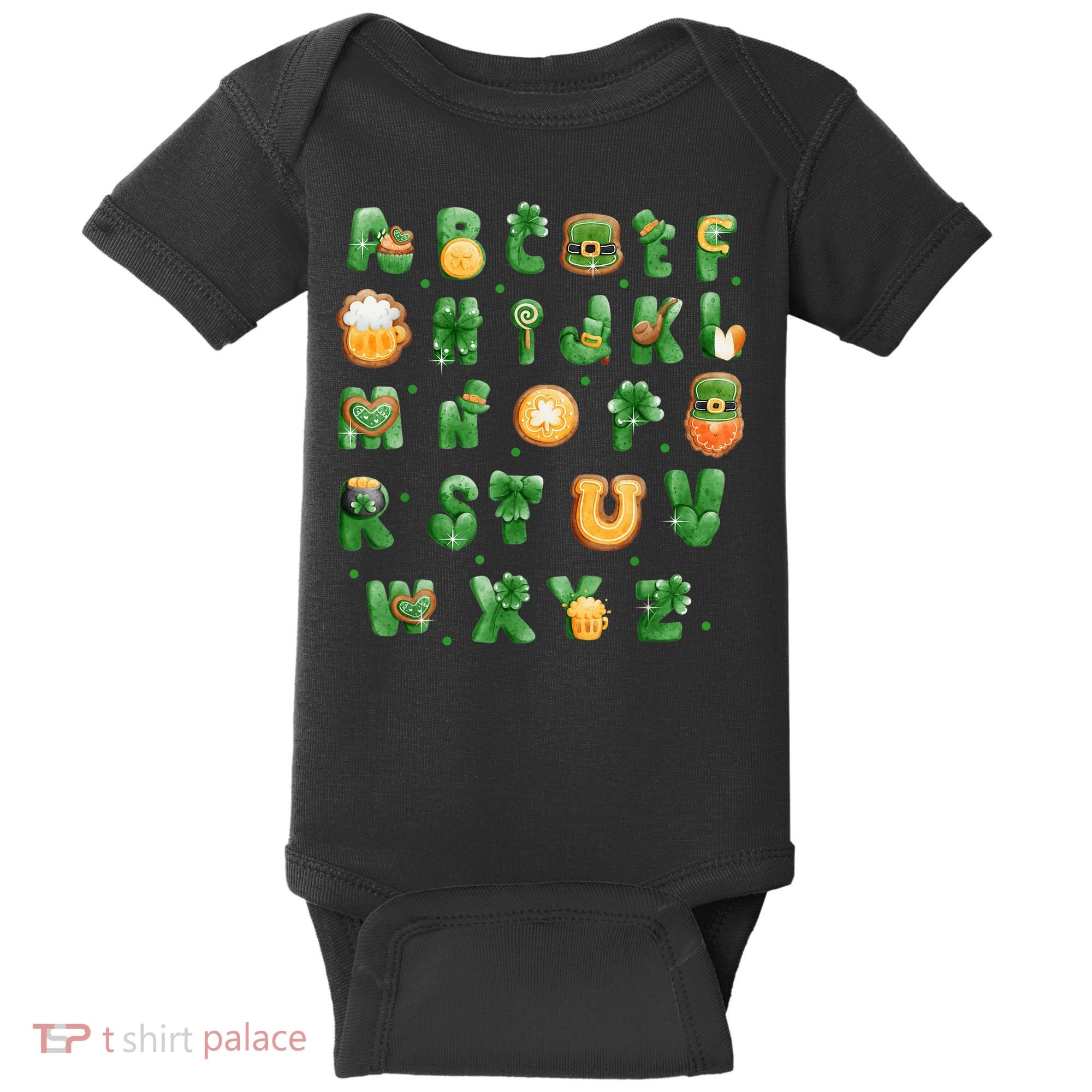 Saint Patricks Day Alphabet ABCs Elemeno For Teacher Student Baby Bodysuit
