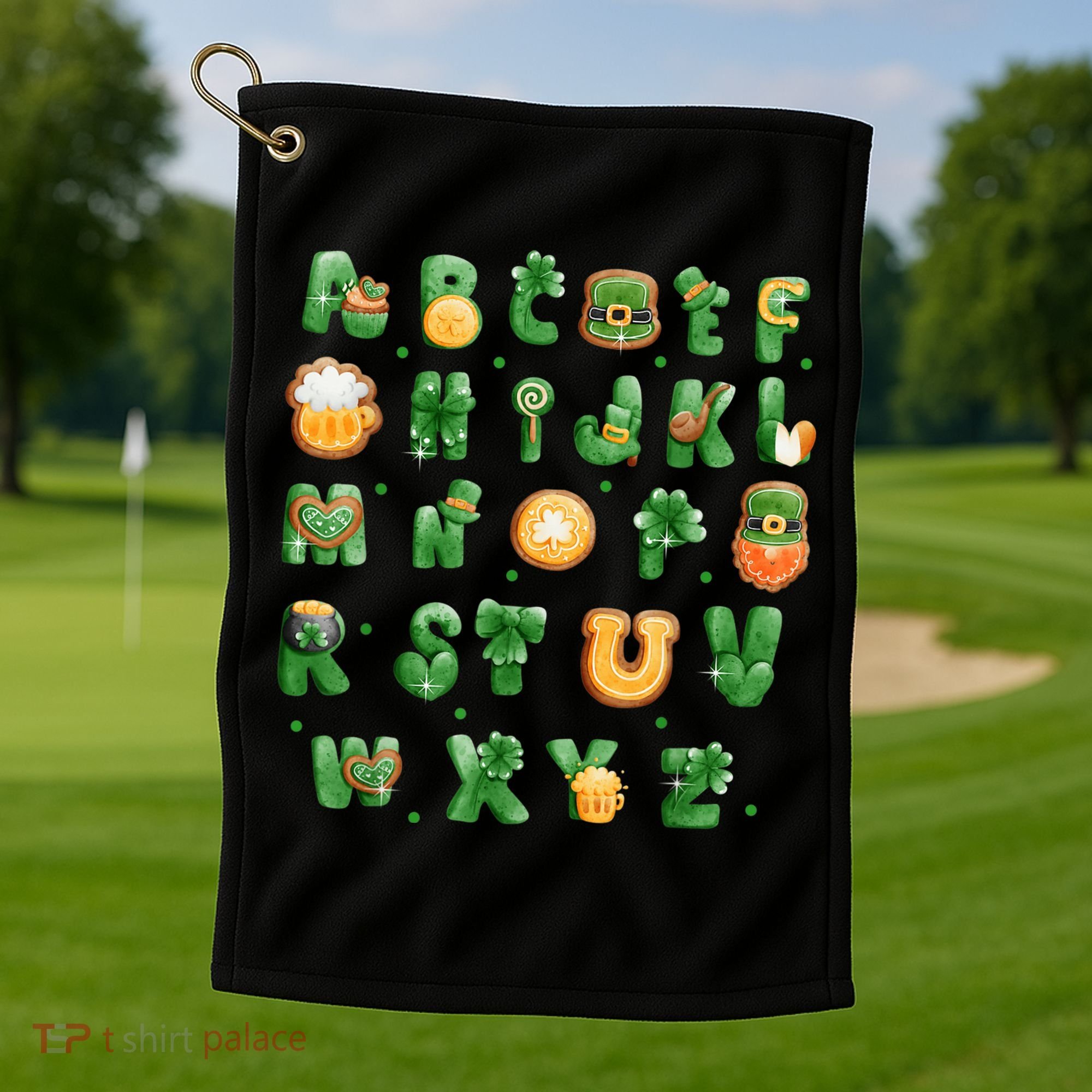 Saint Patricks Day Alphabet ABCs Elemeno For Teacher Student Golf Towel
