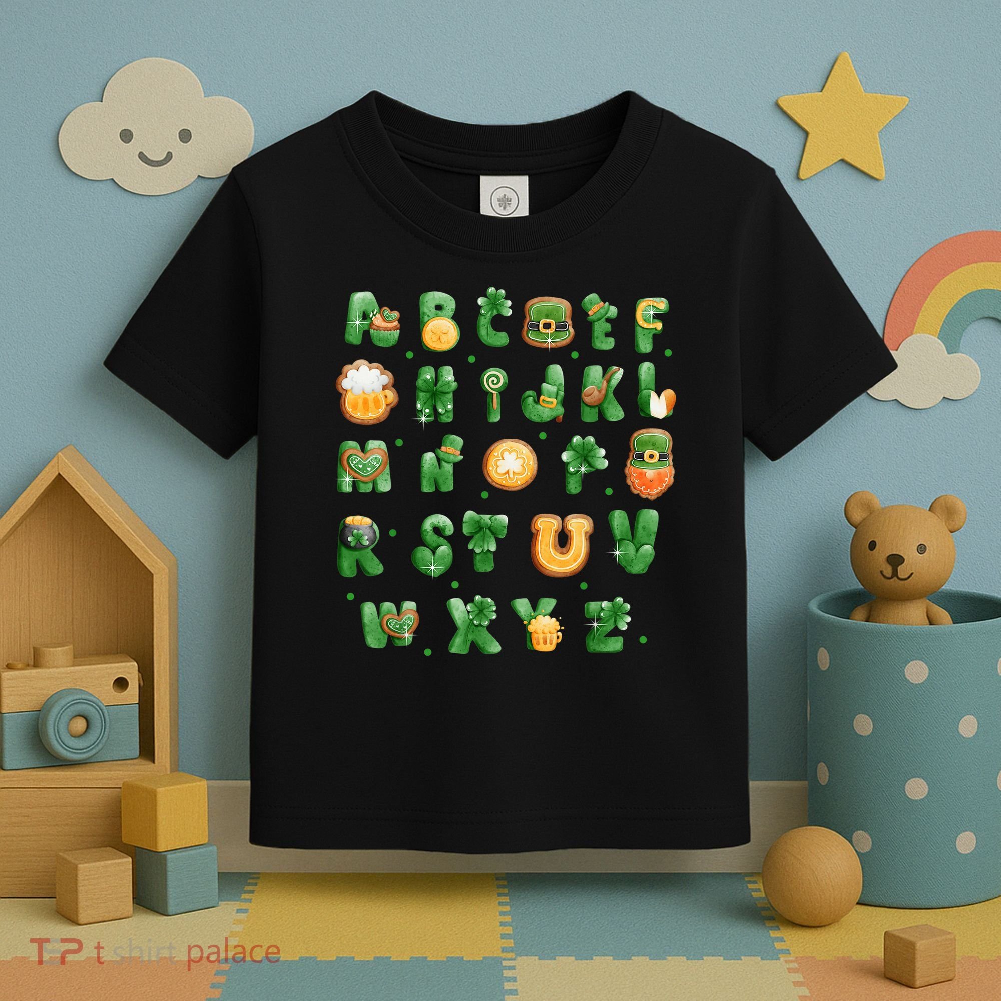 Saint Patricks Day Alphabet ABCs Elemeno For Teacher Student Toddler T-Shirt