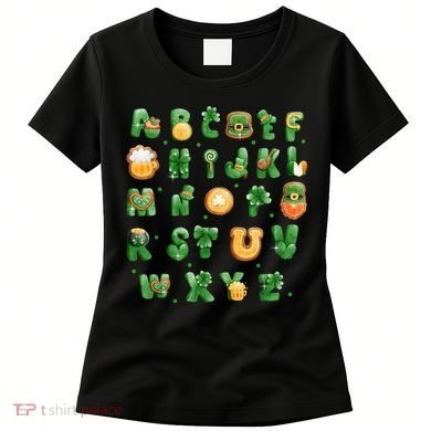 Saint Patricks Day Alphabet ABCs Elemeno For Teacher Student Women's T-Shirt