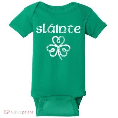 St Patricks Day, Slainte, Funny St Patricks Day Baby Bodysuit
