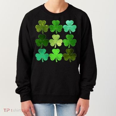 St Patricks Day Lucky Watercolor Shamrocks Women's Sweatshirt