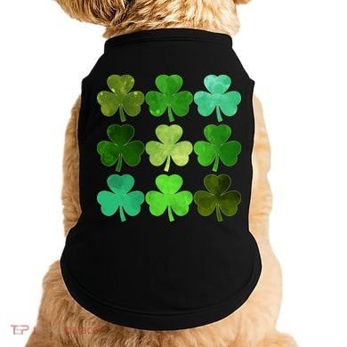 St Patricks Day Lucky Watercolor Shamrocks Doggie Tank