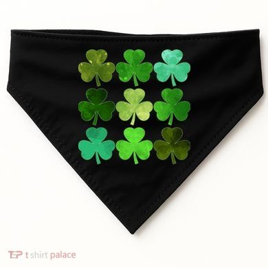 St Patricks Day Lucky Watercolor Shamrocks USA-Made Doggie Bandana