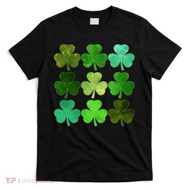 St Patricks Day Lucky Watercolor Shamrocks T-Shirt