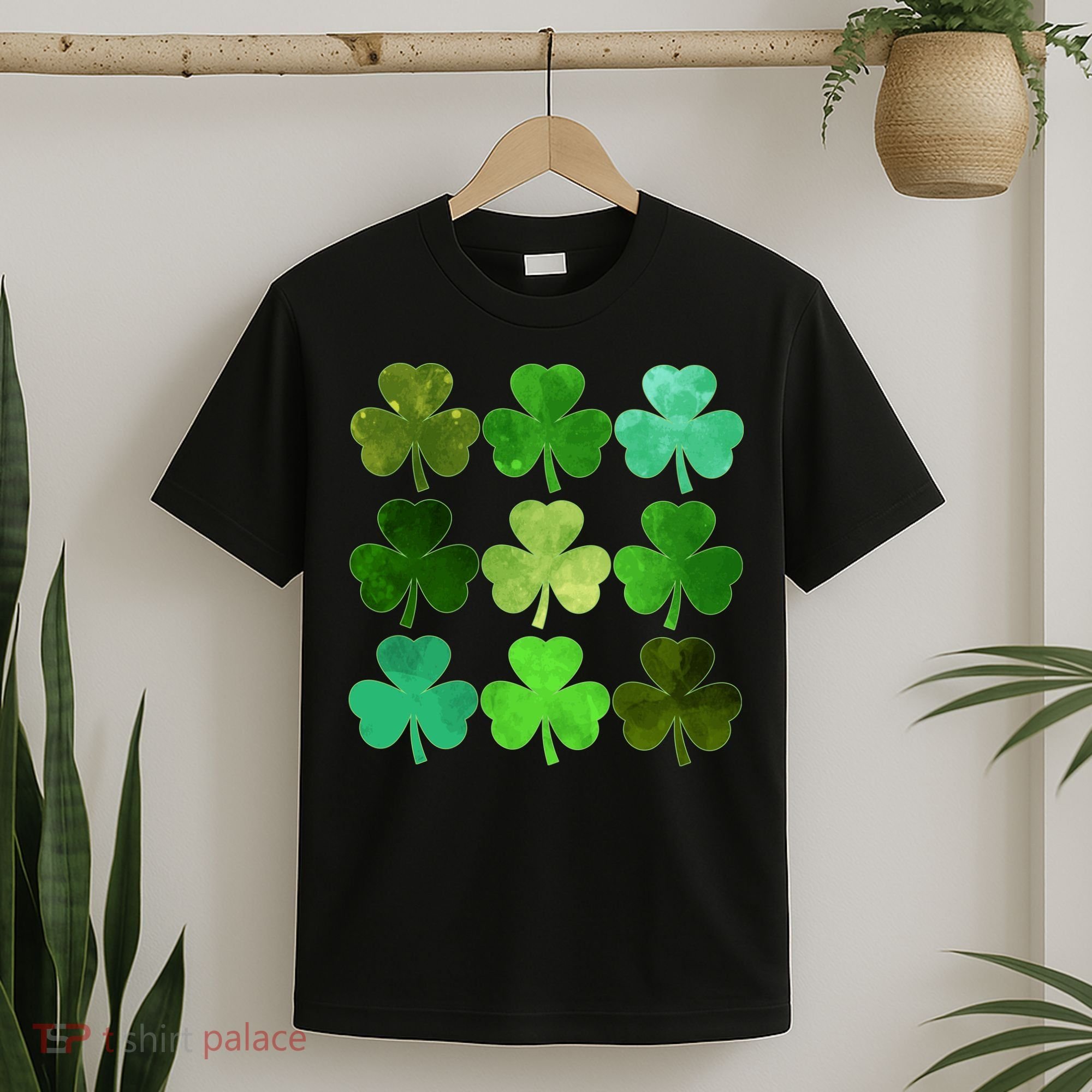 St Patricks Day Lucky Watercolor Shamrocks T-Shirt
