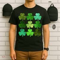 St Patricks Day Lucky Watercolor Shamrocks T-Shirt thumb 6