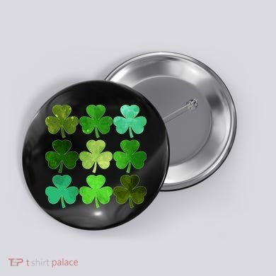 St Patricks Day Lucky Watercolor Shamrocks Button