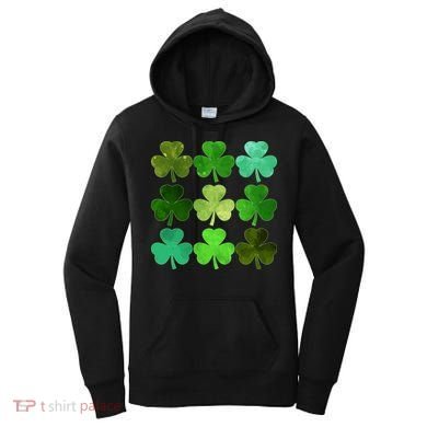 St Patricks Day Lucky Watercolor Shamrocks Women's Hoodie