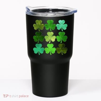 St Patricks Day Lucky Watercolor Shamrocks Tumbler
