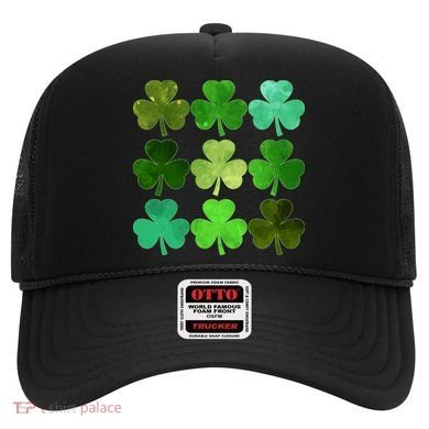 St Patricks Day Lucky Watercolor Shamrocks Hat