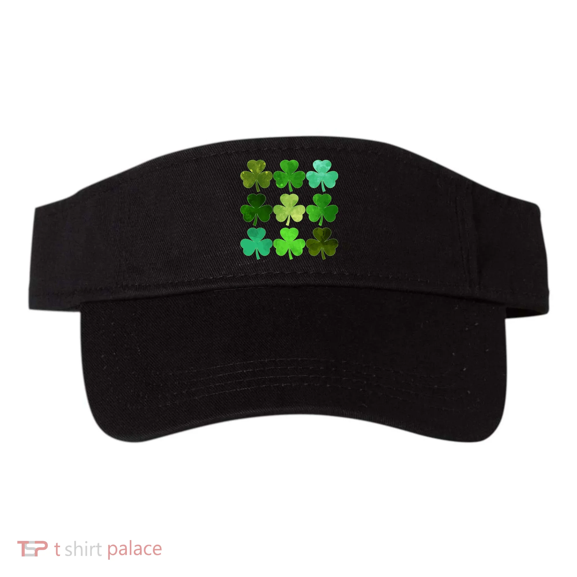St Patricks Day Lucky Watercolor Shamrocks Visor
