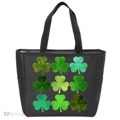 St Patricks Day Lucky Watercolor Shamrocks Tote Bag