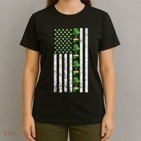 St Patricks Day Irish American Flag Gold Vintage T-Shirt thumb 4