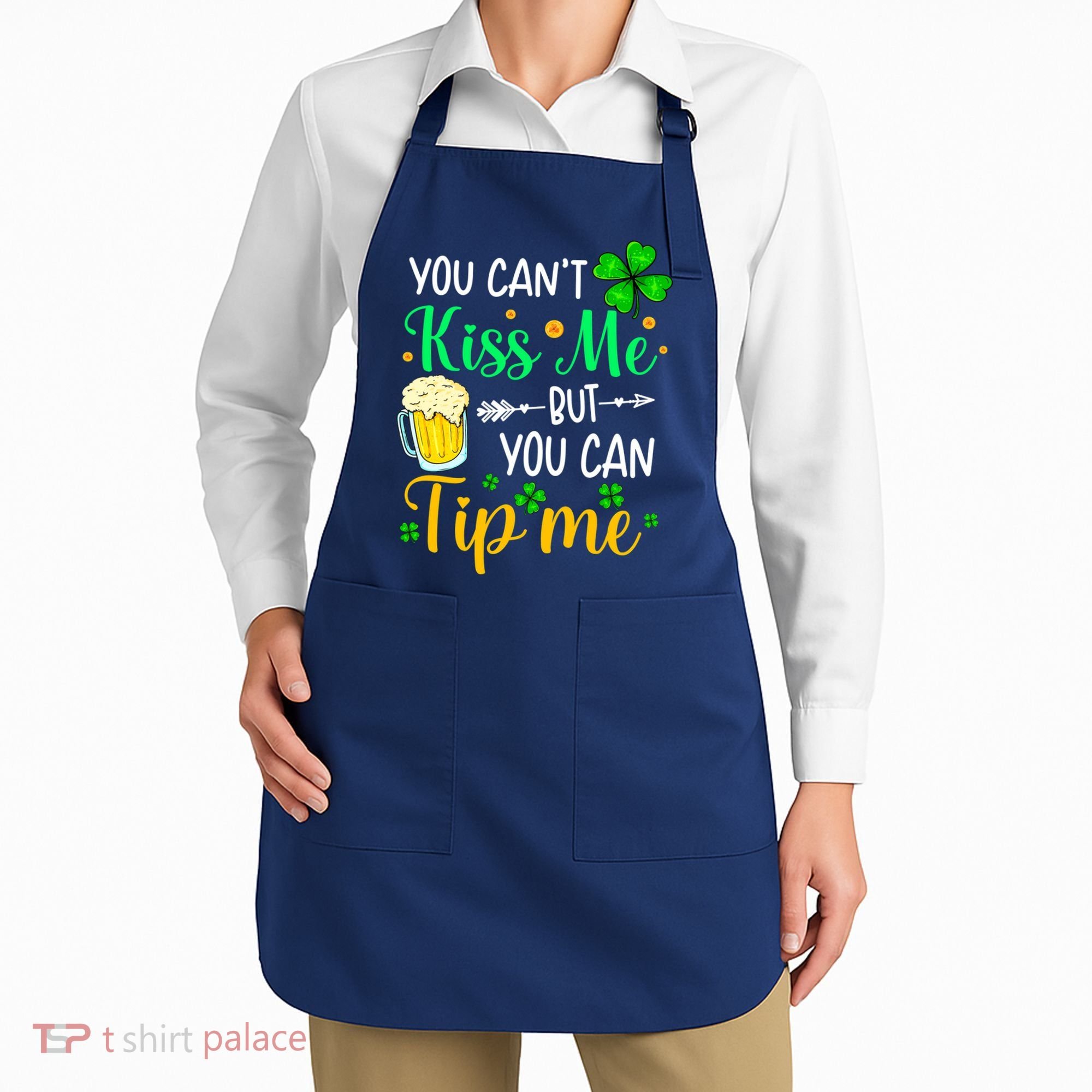 St Patrick's Day Lucky Shamrock Waitress Bartender Waiter Apron