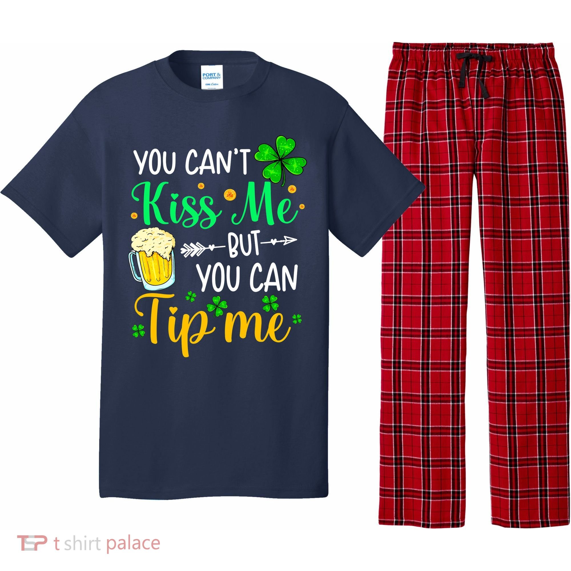 St Patrick's Day Lucky Shamrock Waitress Bartender Waiter Pajama Set