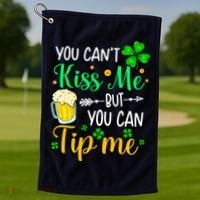 St Patrick's Day Lucky Shamrock Waitress Bartender Waiter Golf Towel thumb 1