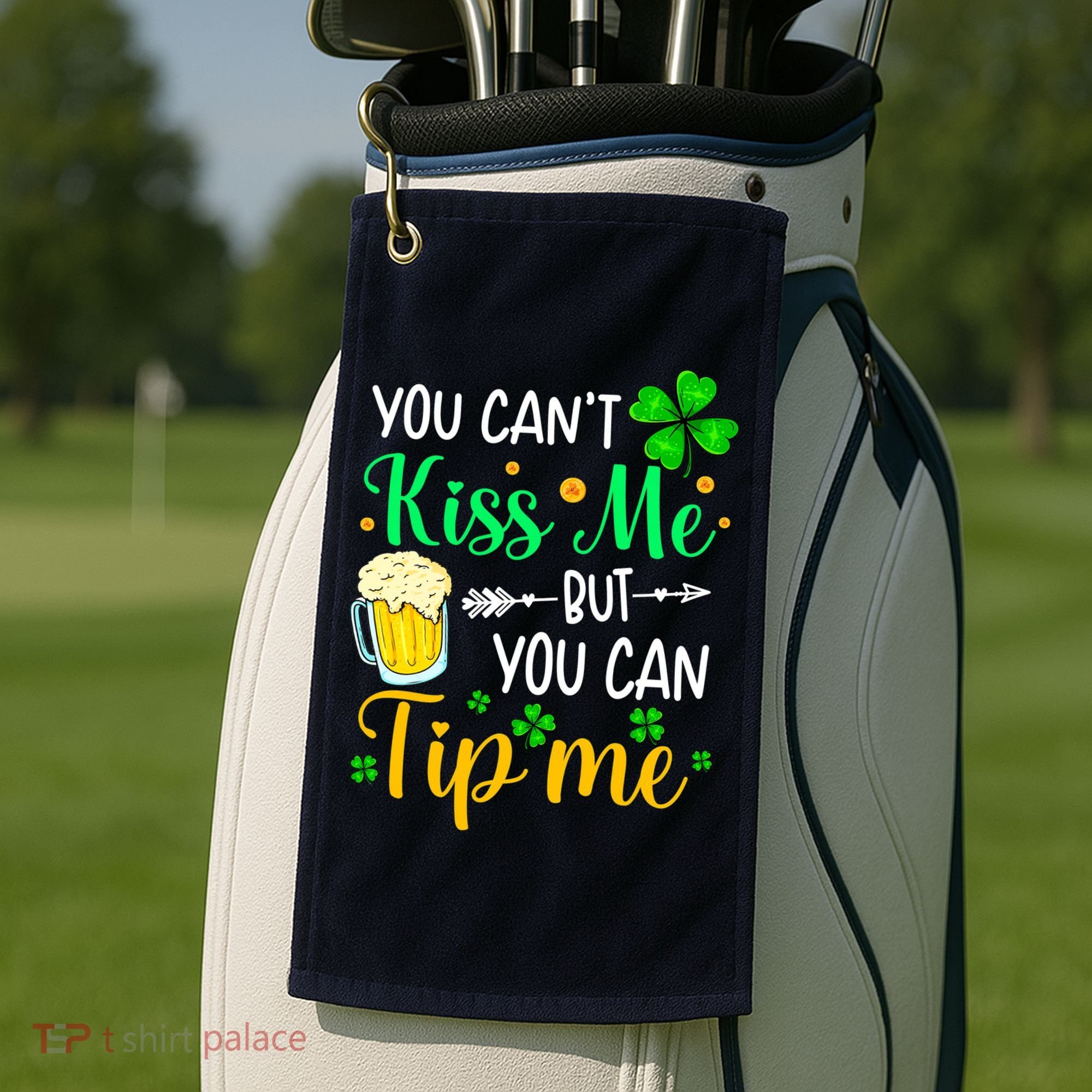St Patrick's Day Lucky Shamrock Waitress Bartender Waiter Golf Towel