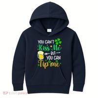 St Patrick's Day Lucky Shamrock Waitress Bartender Waiter Kids Hoodie thumb 0