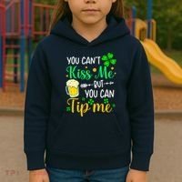 St Patrick's Day Lucky Shamrock Waitress Bartender Waiter Kids Hoodie thumb 3