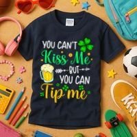 St Patrick's Day Lucky Shamrock Waitress Bartender Waiter Kids T-Shirt thumb 3