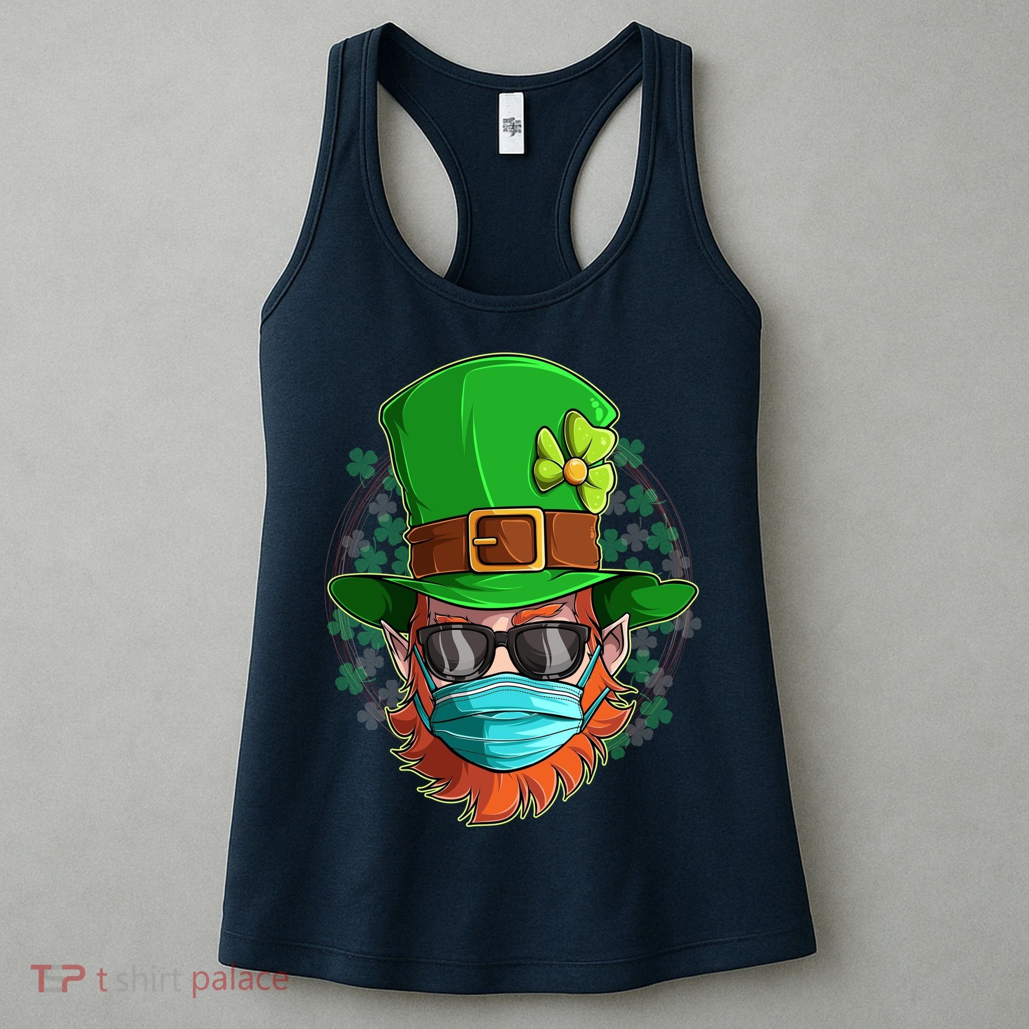 St Patricks Day Quarantined Masked Leprechaun Women's Tank Top