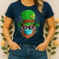 St Patricks Day Quarantined Masked Leprechaun Women's T-Shirt thumb 2