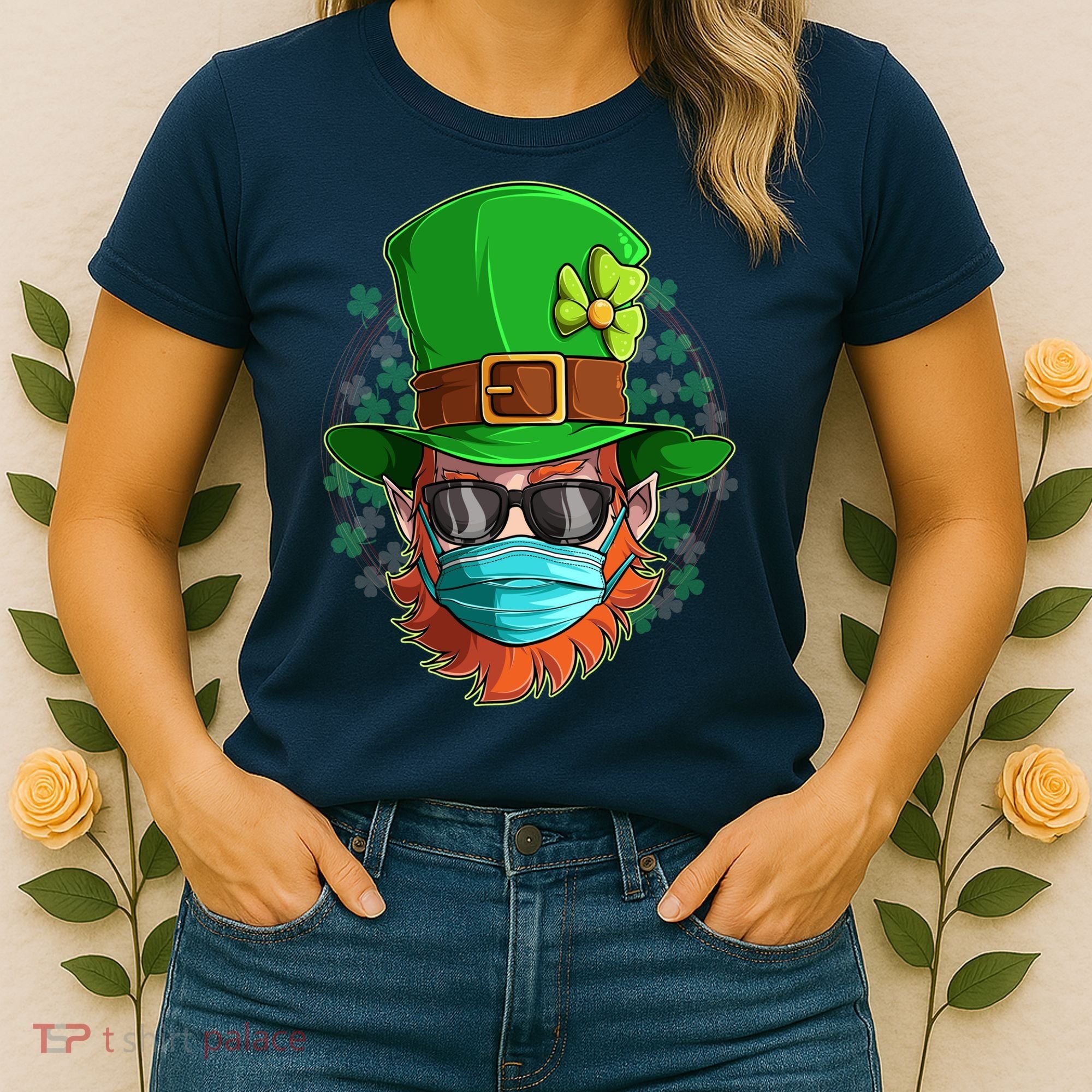 St Patricks Day Quarantined Masked Leprechaun Women's T-Shirt