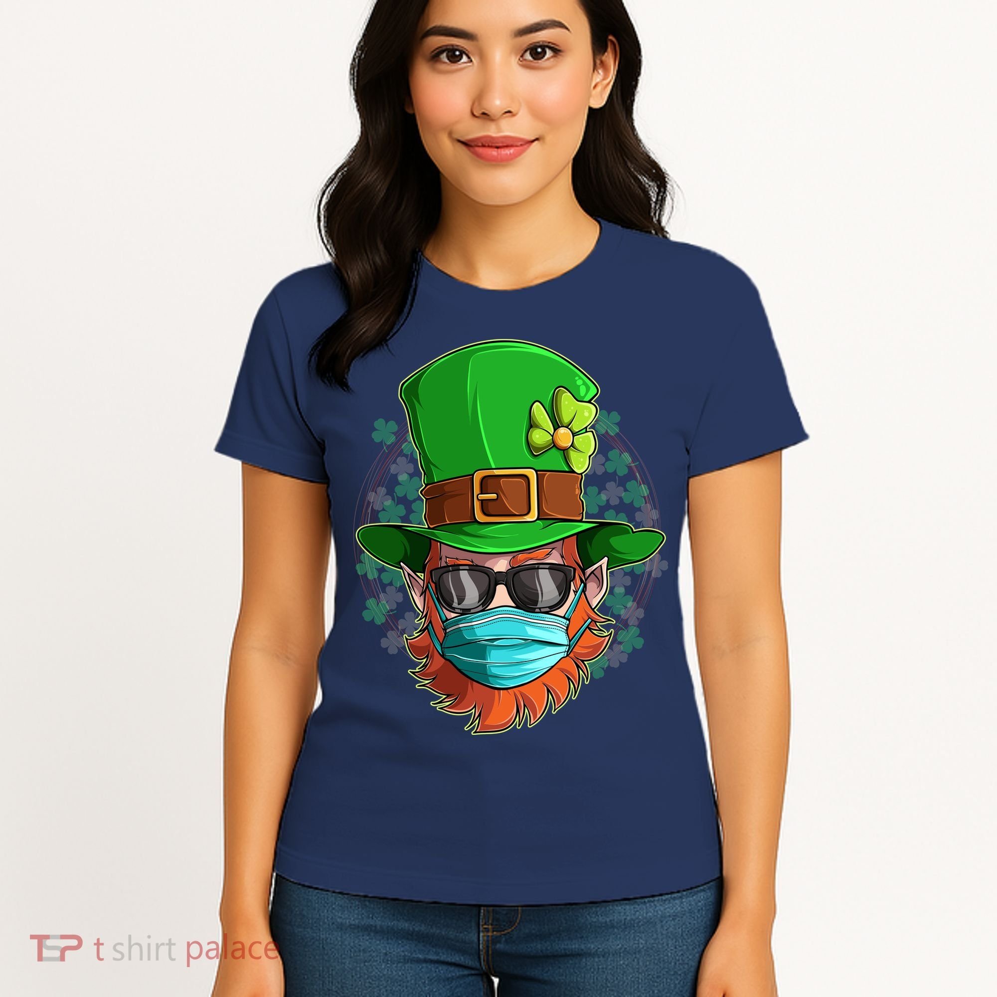 St Patricks Day Quarantined Masked Leprechaun Women's T-Shirt