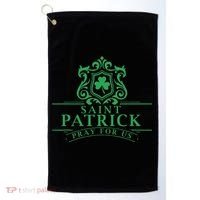 Saint Patricks Day Pray For Us St Patrick's Catholic Patty's Golf Towel thumb 0