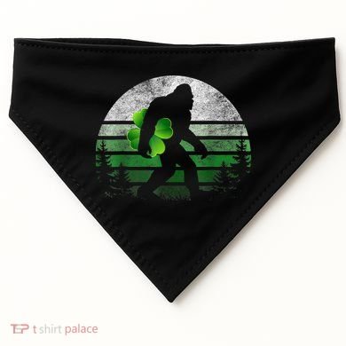 St Patricks Day Bigfoot Irish Shamrock Sasquatch Clover Leaf USA-Made Doggie Bandana
