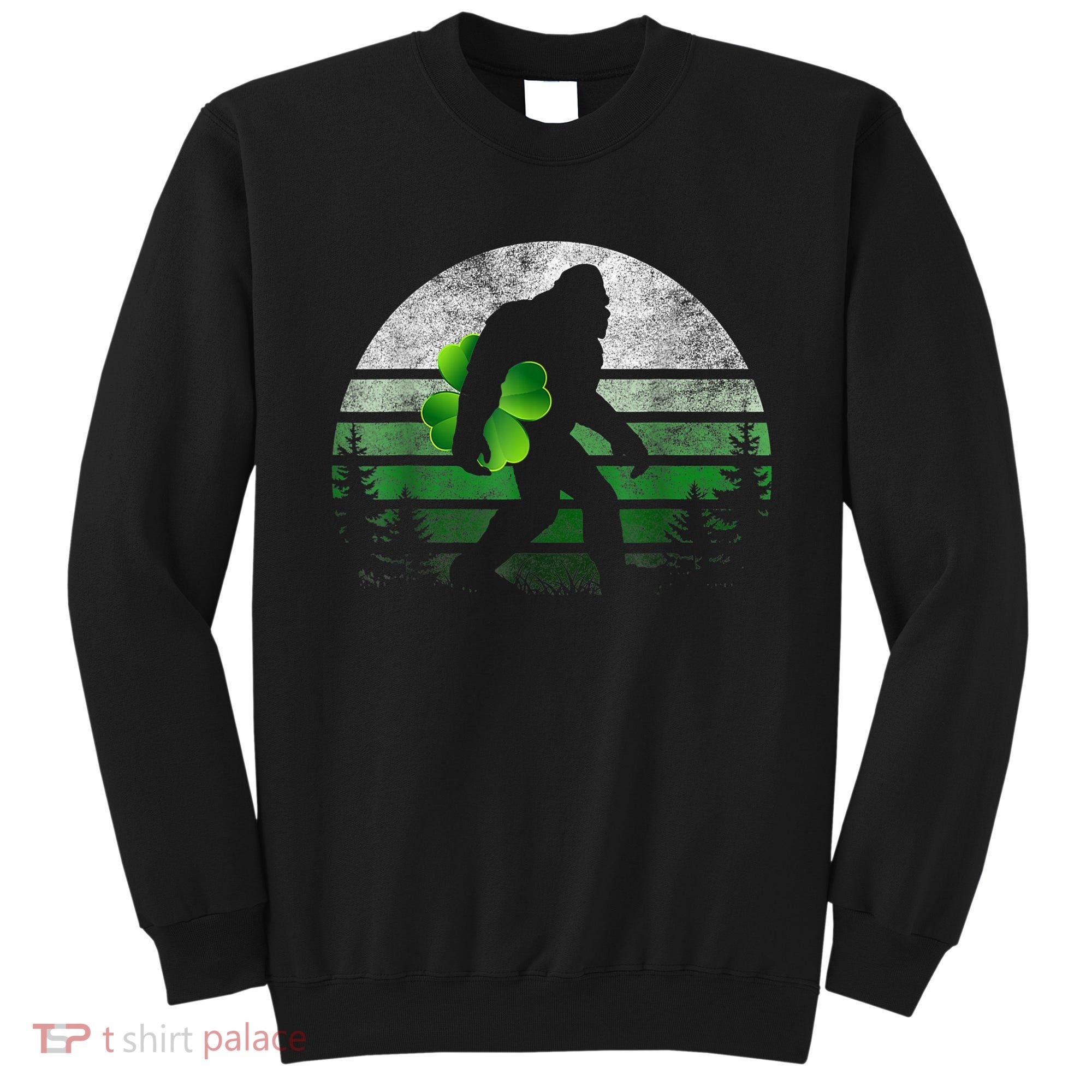 St Patricks Day Bigfoot Irish Shamrock Sasquatch Clover Leaf Sweatshirt