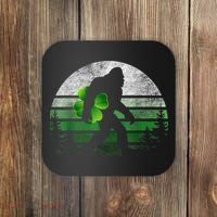 St Patricks Day Bigfoot Irish Shamrock Sasquatch Clover Leaf Coaster thumb 0