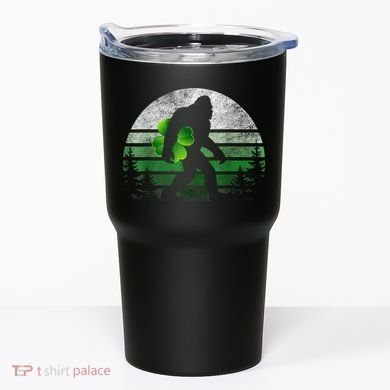 St Patricks Day Bigfoot Irish Shamrock Sasquatch Clover Leaf Tumbler