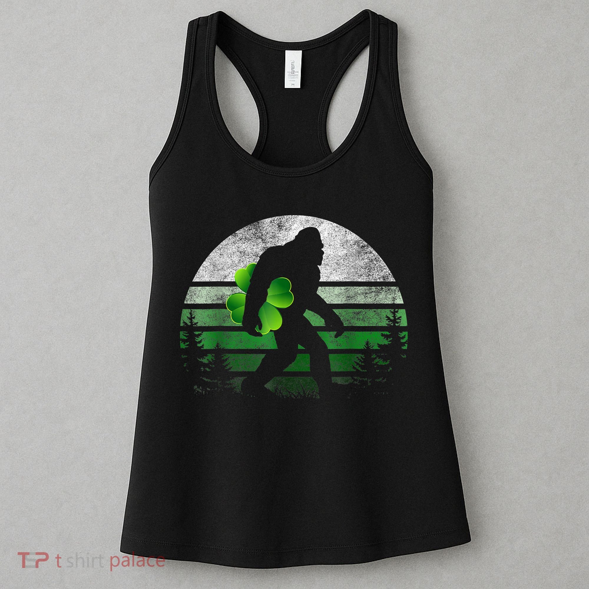 St Patricks Day Bigfoot Irish Shamrock Sasquatch Clover Leaf Women's Tank Top