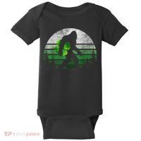 St Patricks Day Bigfoot Irish Shamrock Sasquatch Clover Leaf Baby Bodysuit thumb 0
