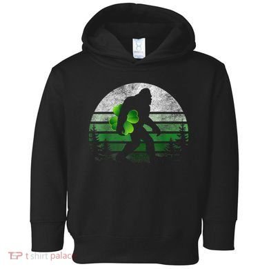 St Patricks Day Bigfoot Irish Shamrock Sasquatch Clover Leaf Toddler Hoodie