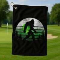 St Patricks Day Bigfoot Irish Shamrock Sasquatch Clover Leaf Golf Towel thumb 1