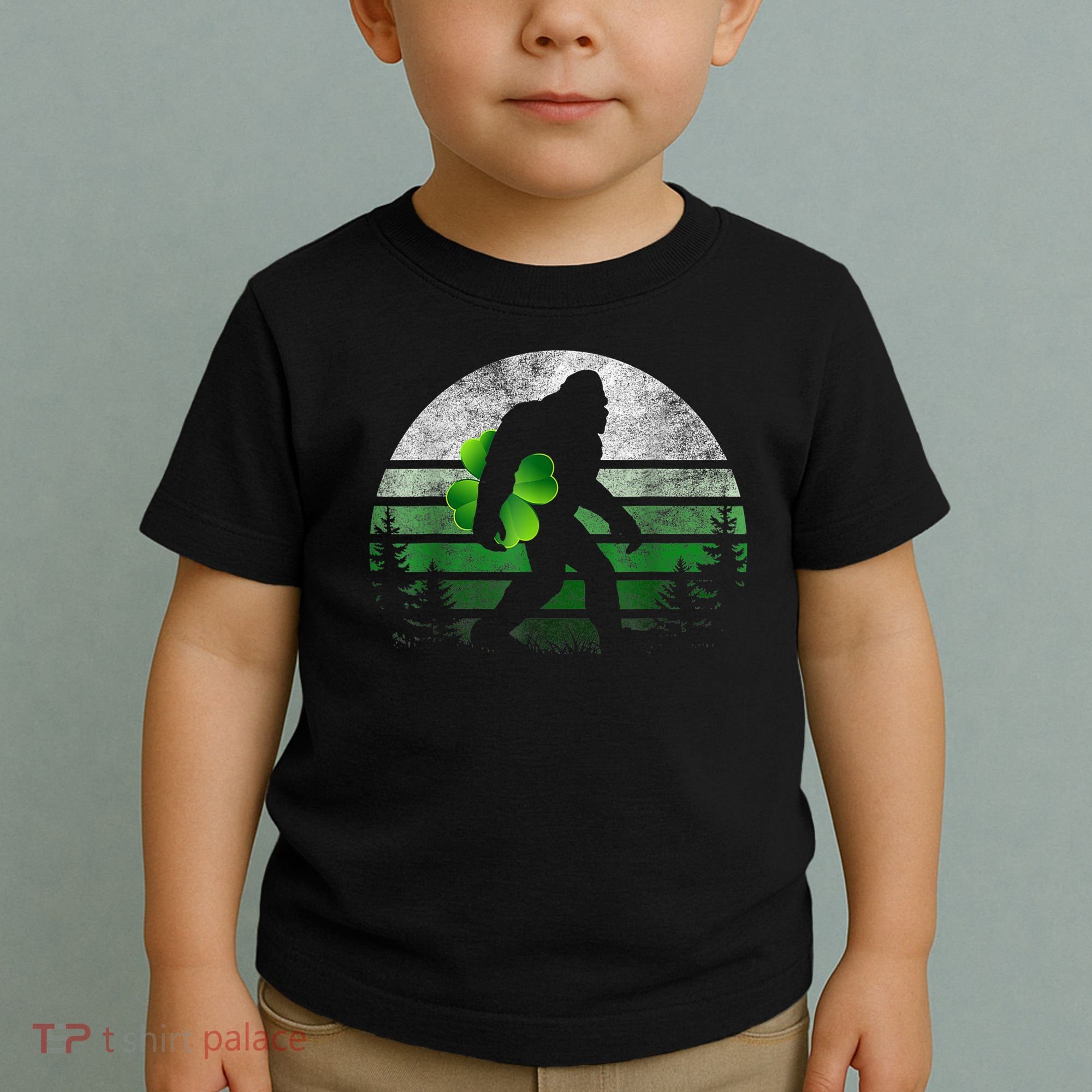 St Patricks Day Bigfoot Irish Shamrock Sasquatch Clover Leaf Toddler T-Shirt