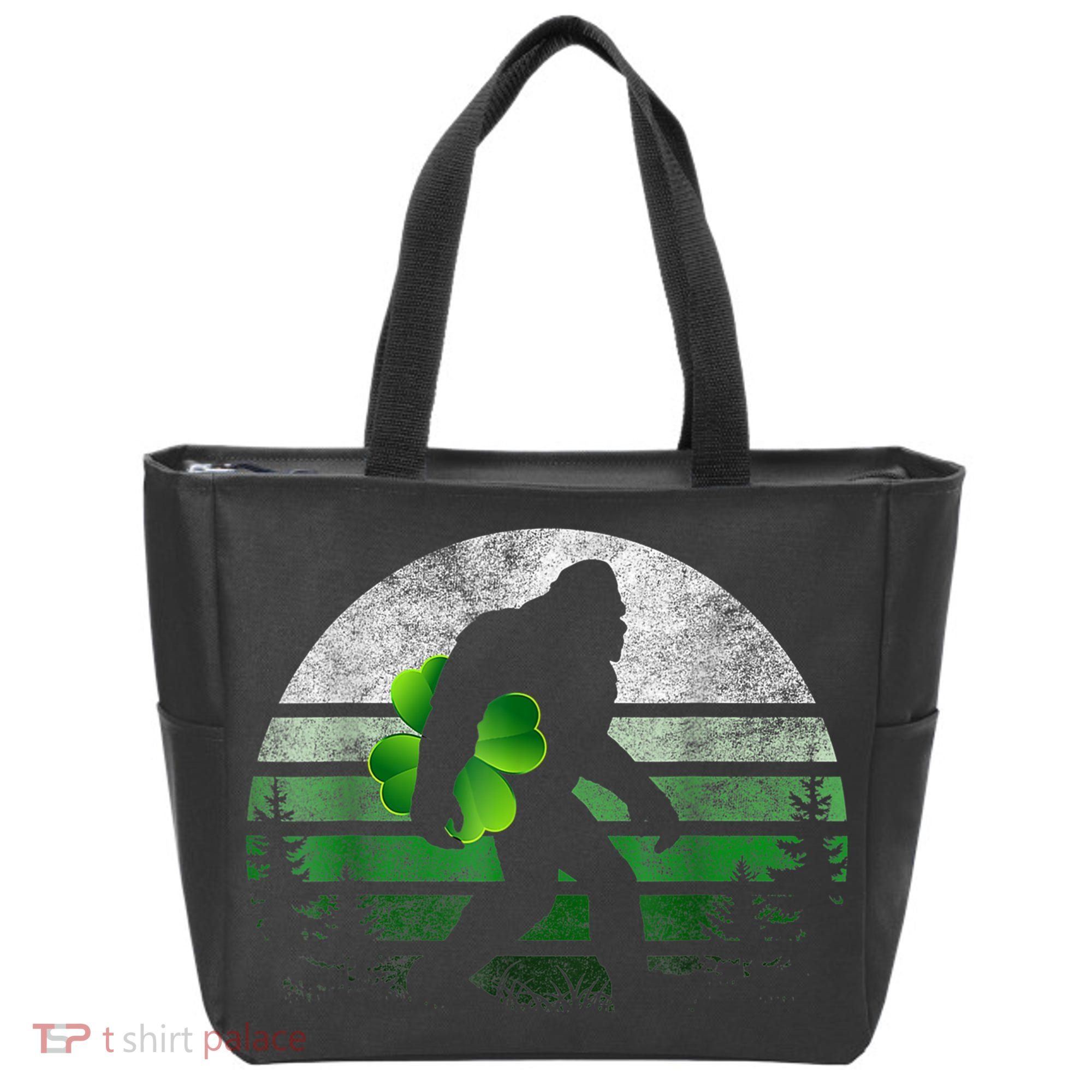 St Patricks Day Bigfoot Irish Shamrock Sasquatch Clover Leaf Tote Bag