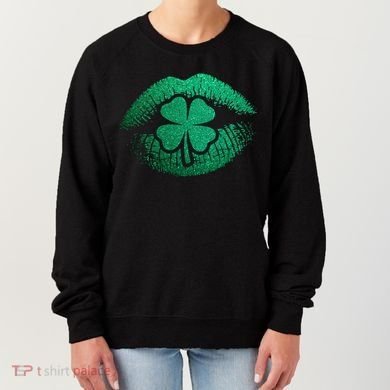 St PatrickS Day Irish Leaf Clover Lips Women's Sweatshirt