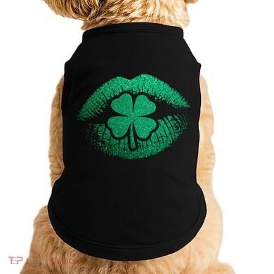 St PatrickS Day Irish Leaf Clover Lips Doggie Tank