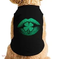 St PatrickS Day Irish Leaf Clover Lips Doggie Tank thumb 0