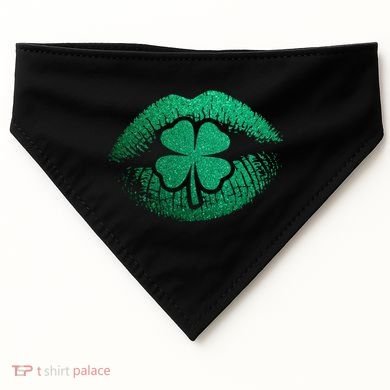 St PatrickS Day Irish Leaf Clover Lips USA-Made Doggie Bandana