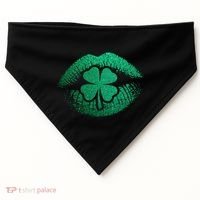 St PatrickS Day Irish Leaf Clover Lips USA-Made Doggie Bandana thumb 0