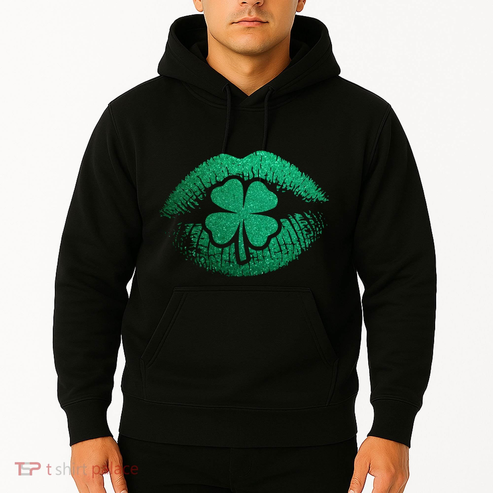 St PatrickS Day Irish Leaf Clover Lips Hoodie